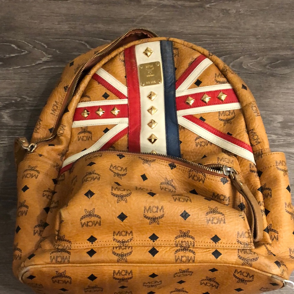 Tan MCM backpack
